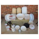 Large Lot of Enamelware w/ Storage Chest