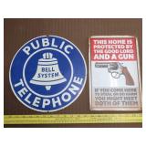 Metal Telephone & Other Sign