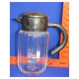 Silver Plate & Glass Water Carafe Pitcher