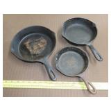 3 Cast Iron Pans