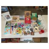 Table Lot w/ Household, Jewelry, Misc