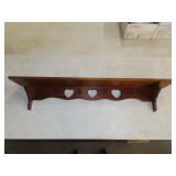 Wood Heart Cut Out Wall Shelf