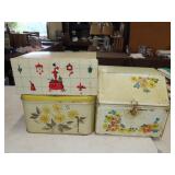 3 Piece Vintage Metal Bread Boxes