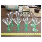 8 Tiffin Uranium Spiral Optic Stemware