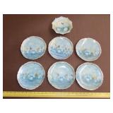 7pc Prussia Hand Painted Swann Plates w/ Bowl