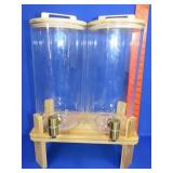 Glass Beverage Dispenser w/ Wood Stand - Like New