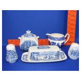 5 Pieces of Blue Transferware