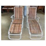 Pair of MCM Redwood & Aluminum Lounge Chairs