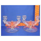 Pair of Glass Candle Holders