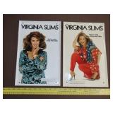 2 Metal Virginia Slim Cigarette Signs - 9x14
