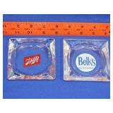 Glass Schlitz & Belks Ash Trays