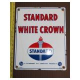 Standard White Crown Porcelain Gas Pump Sign