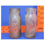 2 Myers Dairy Half Pint Milk Bottles - Monroe NC
