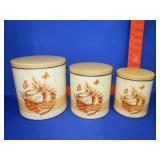 3pc Metal Wheat Decorated Canister Set