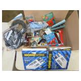 Box of Misc Tools & Hardware