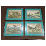 Four Japanese Woodblock Framed Prints - 17'x13'