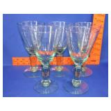 Five Green Glass Goblets