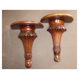 Pair of Mahogany Finish Wall Shelves