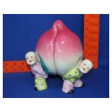 Chinese Porcelain Longevity Peach Figurine