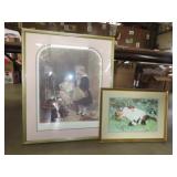 Two Framed Kids w/ Rabbits Prints