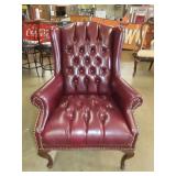 QA Burgundy Tufted Faux Leather Chair