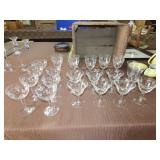 Lot of Etched Glass Stemware