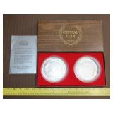 1971 Eisenhower Crystal Coin Coaster Set