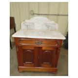 Walnut Victorian Marble Top Wash Stand