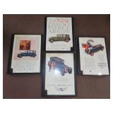 Four Framed 1926 Car Advertisments - 11'x14'
