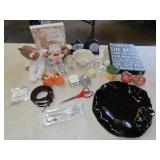 Table Lot of Glassware & Decor