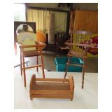 2 Doll High Chairs and Crib