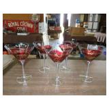 5 Venetian Style Art Glass Martini Glasses