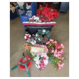 Lot of Christmas Decor & Artificial Flowers