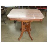 Walnut Eastlake Marble Top Table