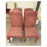 Set of 4 Upholstered Chairs w/ Ball & Claw Feet