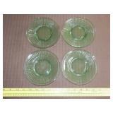 4 Uranium Glass Saucers - 6'