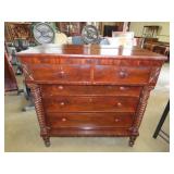 Burl Walnut Barley Twist Two Over Three Chest