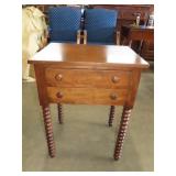 Mahogany Twist Leg Two Drawer Table