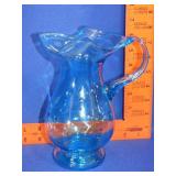 Blue Art Glass Pitcher