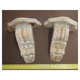 Pair of Carved Wood Wall Corbels