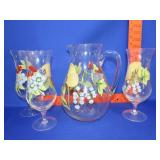 4 Piece Handpainted Water Set