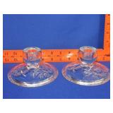 Pair of Glass Candle Holders