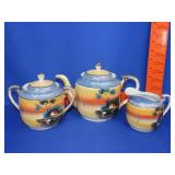 Japanese Lusterware Three Piece Tea Set