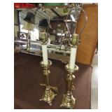 Pair of Brass Finish Table Lamps - 29'