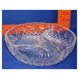 Lenox Charleston Crystal Divided Relish Dish - 8'