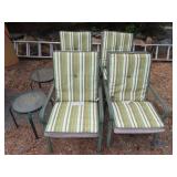 Four Metal Patio Chairs & Two Tables