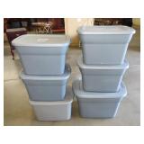 6 Sterlite Plastic Tubs w/ Lids