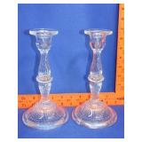 Pair of Glass Candle Holders