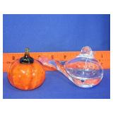 Art Glass Pumpkin & Bird