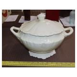 Ceramic Covered Serving Bowl on Stand - 14'